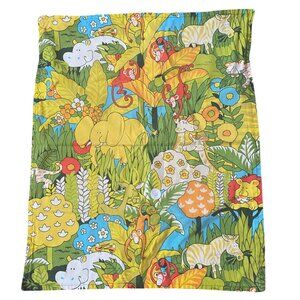 Vintage Kids Jungle Print Pillowcase Sham Elephants Lions Zebras Cotton Cartoon